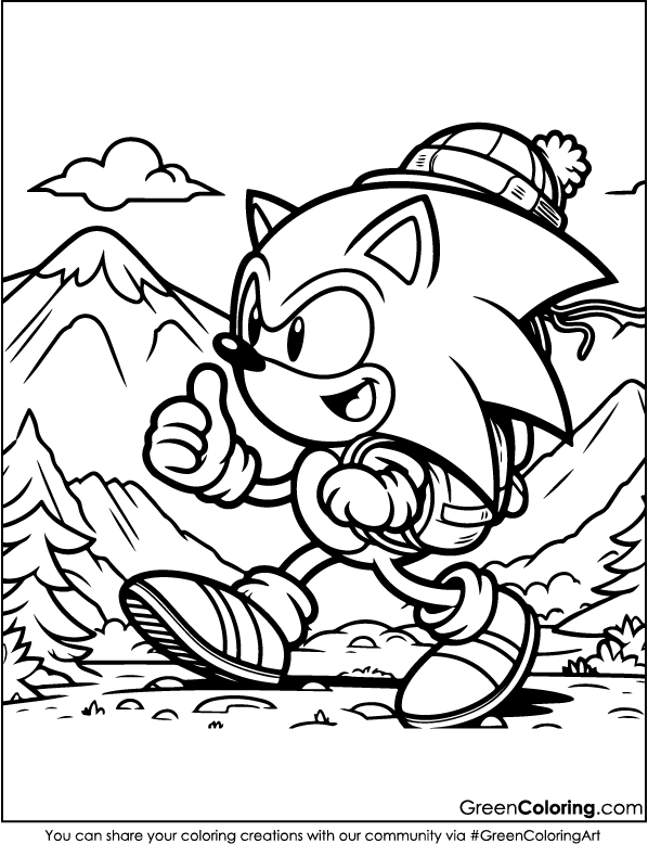 Sonic Hiking Journey Coloring Page