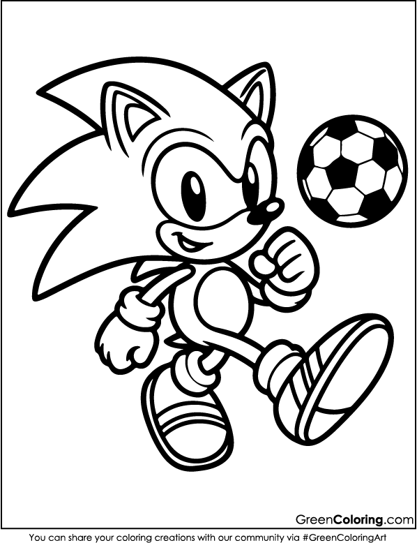 Sonic Play Football Coloring Page