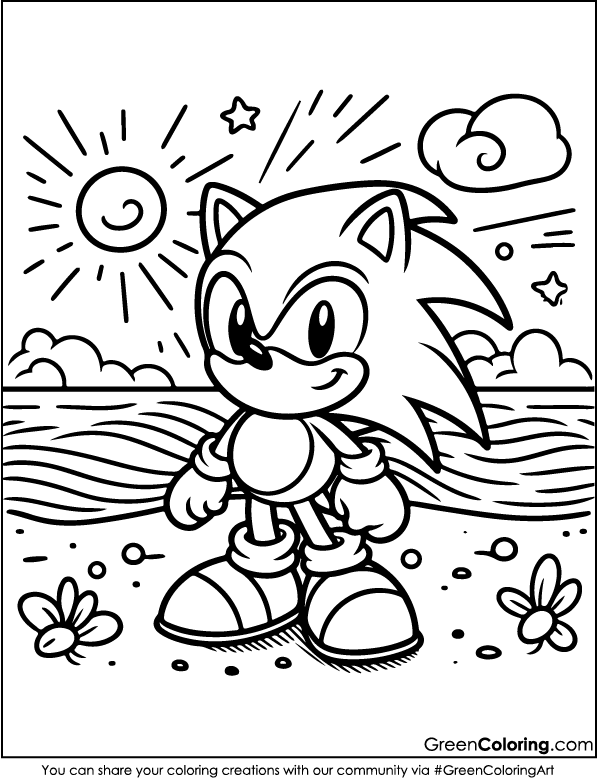 sonic summer season coloring page