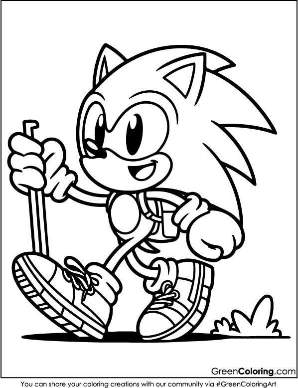 Sonic Hiking Journey Colouring Page