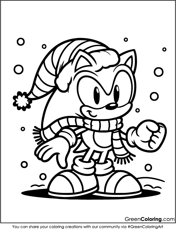 Sonic in Winter Season Coloring Page