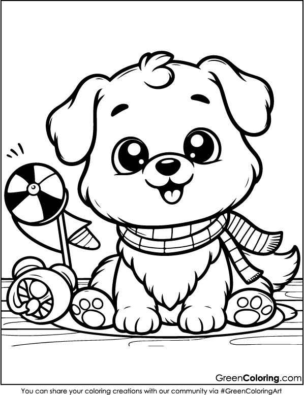 cute dog coloring page for kids and toddlers