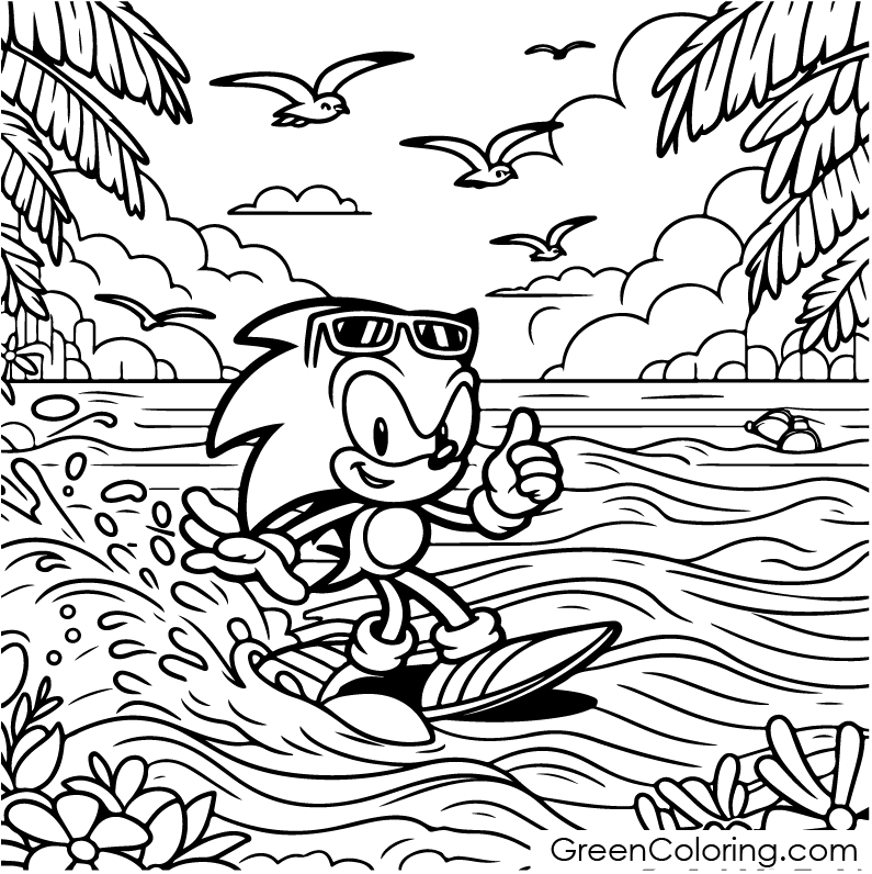 Sonic Coloring page for kids and adults.