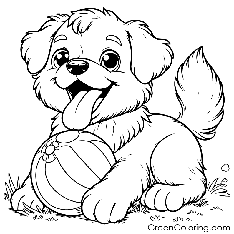 Cute Dog Coloring page for kids.