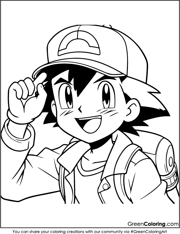 Ash Ketchum coloring pages for kids