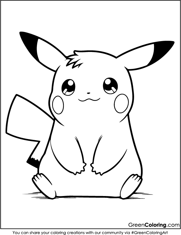 free printable coloring sheet of Pikachu