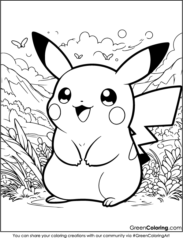 Pikachu coloring pages for kids and toddlers