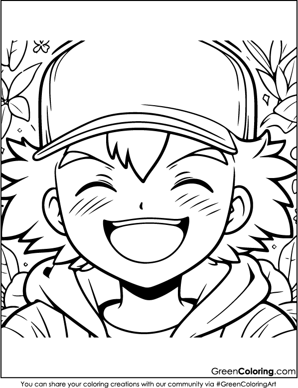 free coloring pages for Ash Ketchum
