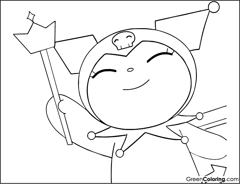 coloring sheet of happy kuromi printable pdf free