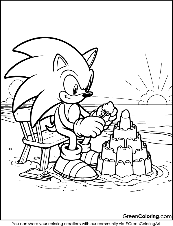 Sonic builds a castle on the beach coloring sheets pdf