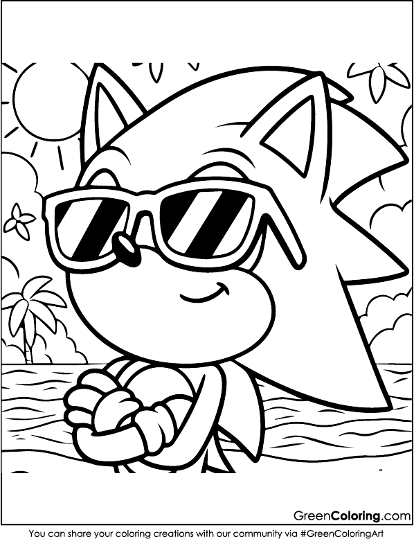 Sonic is on summer vacation coloring sheets