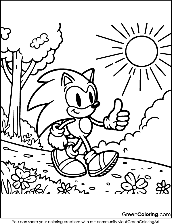 sonic walk in a forest coloring page pdf printable