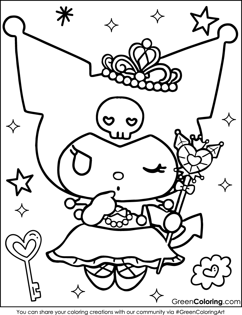 Happy Kuromi coloring pages printable pdf free