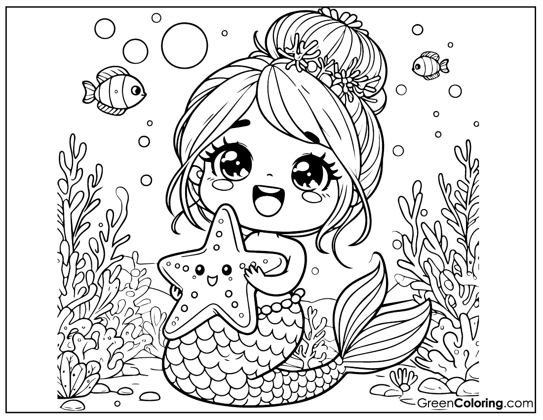 download Mermaid coloring pages pdf printable