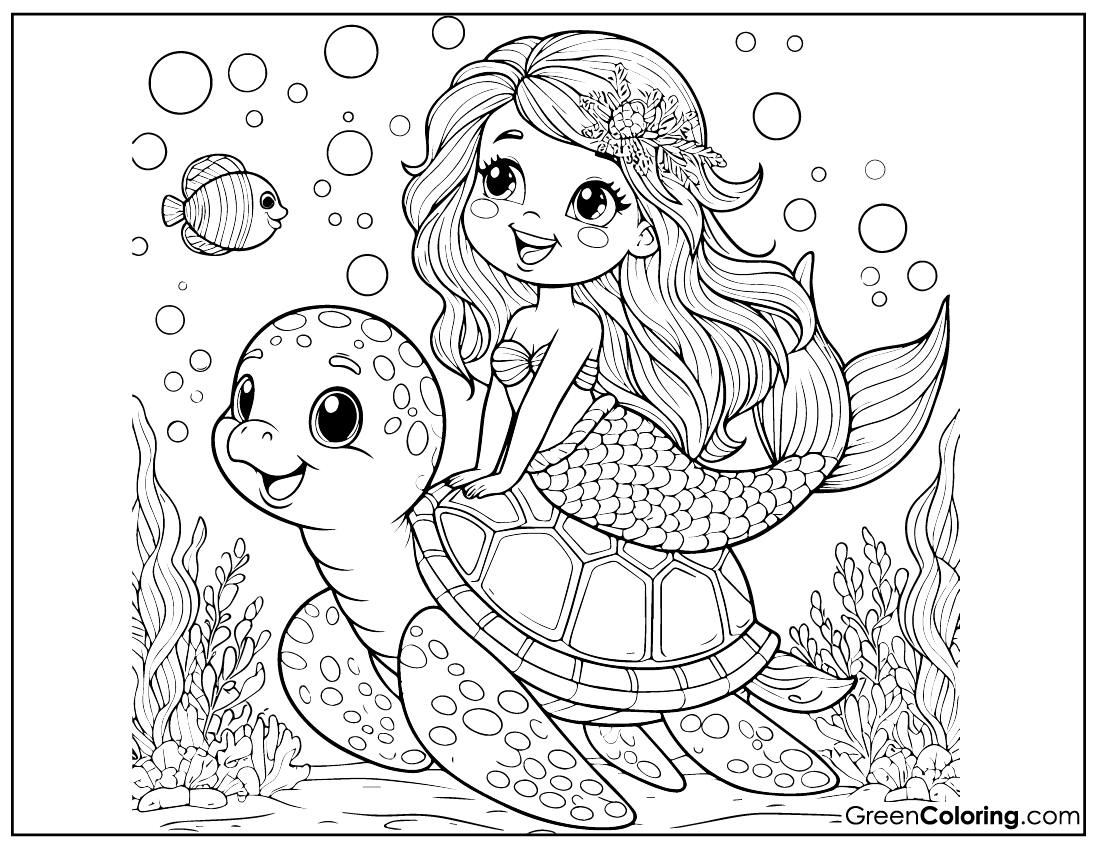 Cute Mermaid coloring pages pdf printable