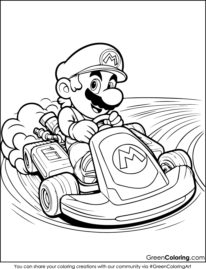 mario kart coloring pages pdf printable