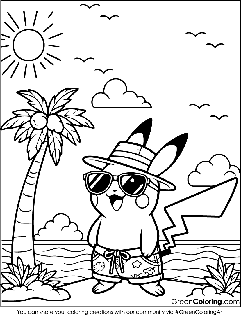 free pokemon summer coloring pages