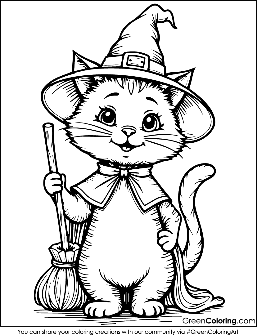 Cat Halloween Coloring Pages Printable