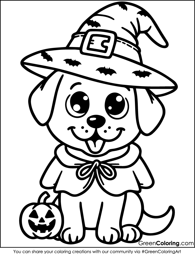 Dog Halloween Colouring Sheets Printable