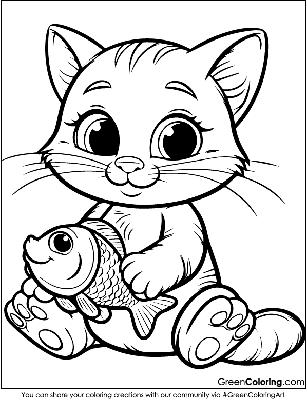 baby cat coloring page easy