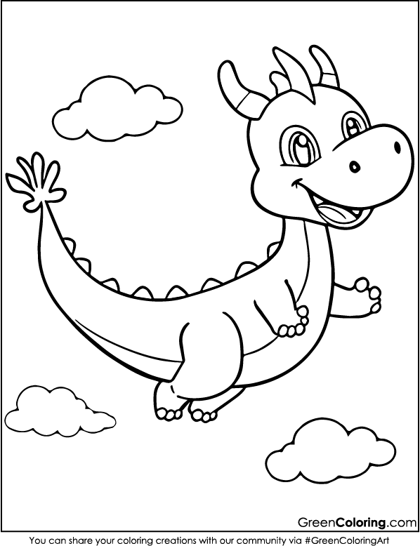 Cute Dragon Coloring Pages Easy Download as PDF