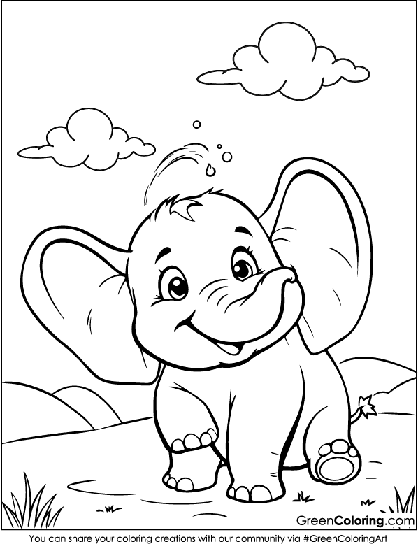 Elephant Coloring Pages PDF