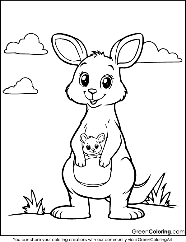 Free Kangaroo Coloring Pages PDF