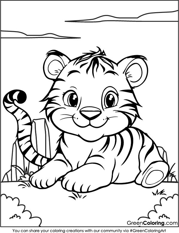 Cute Tiger Coloring Pages PDF Free