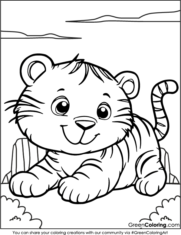 Cute Tiger Coloring Pages PDF Free