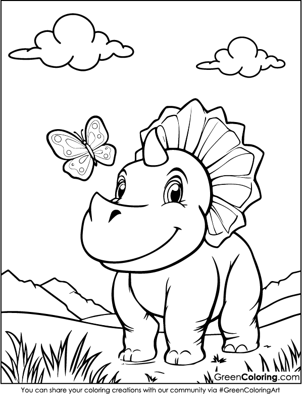 baby dinosaur coloring page free printable