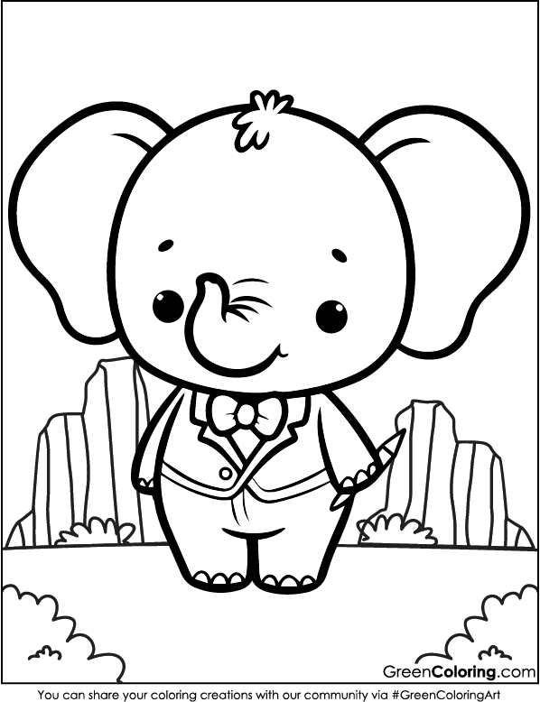 Elephant Coloring Pages PDF