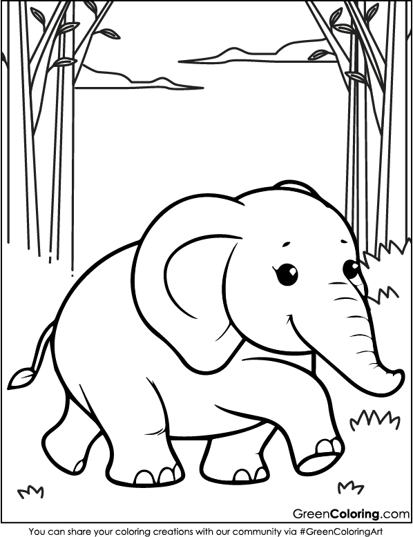 Printable Elephant Coloring Pages PDF