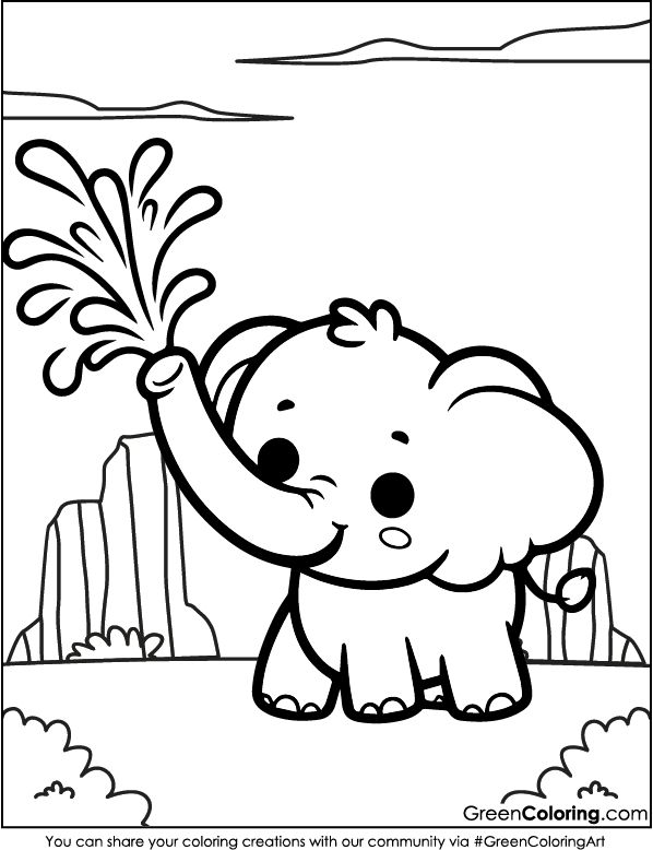 Free Elephant Coloring Page PDF