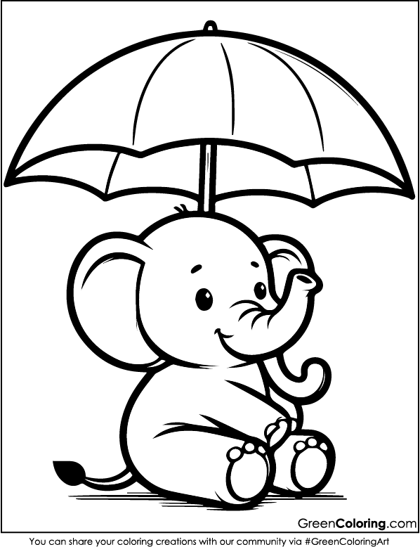 Simple Elephant Coloring Pages for Kids and Toddlers