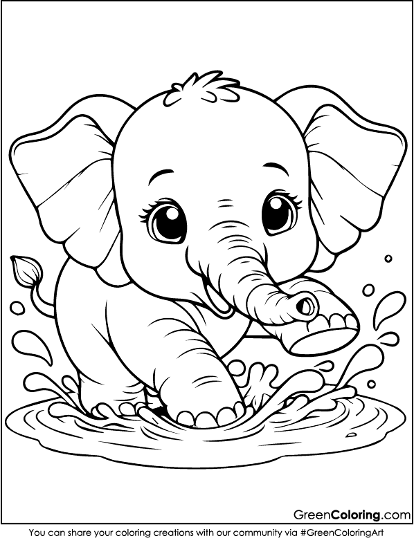 Easy Elephant Coloring Pages for Kids and Toddlers