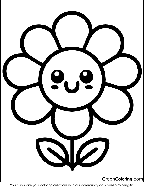 Simple Flower Coloring Pages for Kids