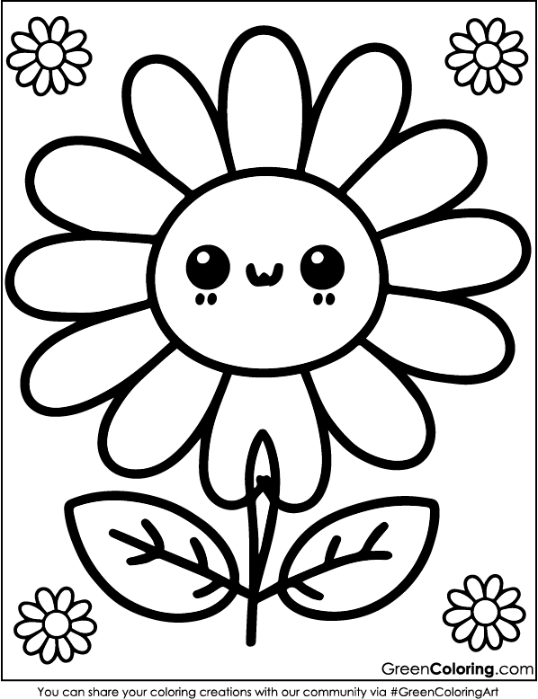 Simple Flower Coloring Pages for Kids