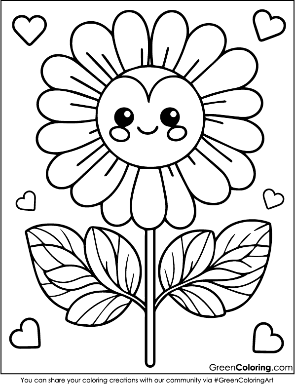 Flower Coloring Pages PDF Printable