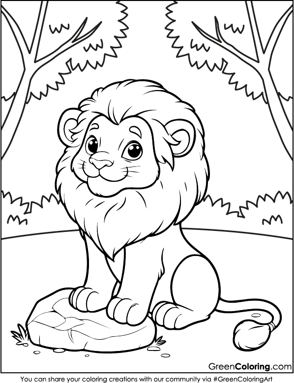 Lion Coloring Pages for Kids and Toddlers