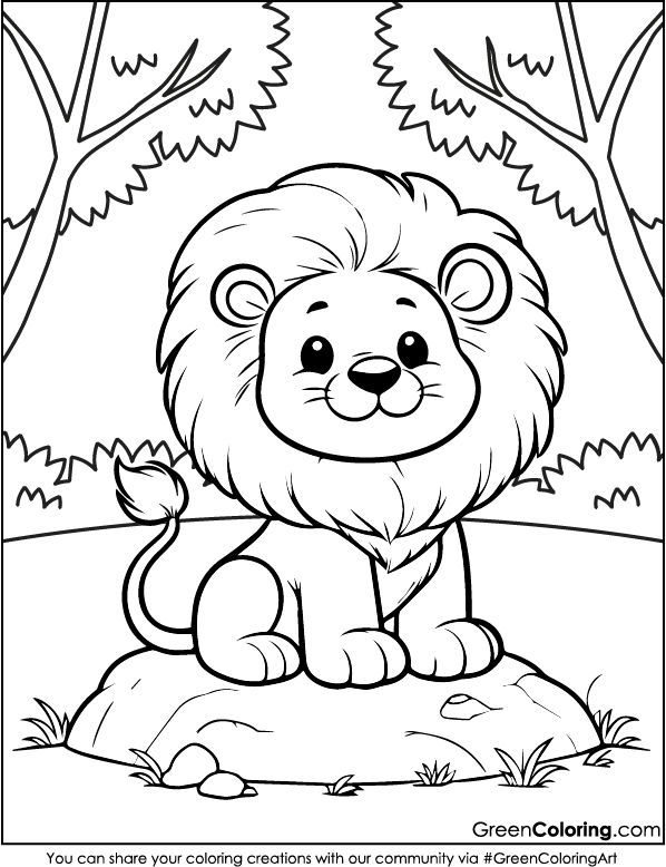 Cute Lion Coloring Sheets for Kids and Toddlers