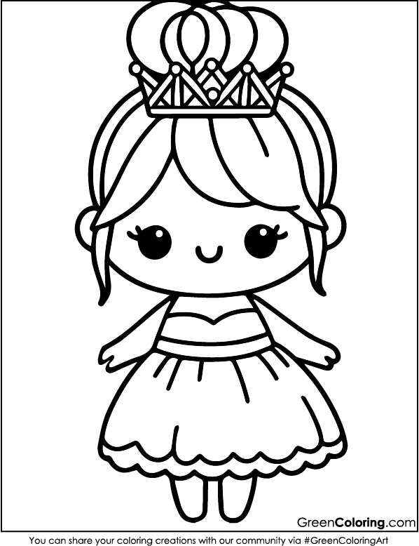 Cute Princess Coloring Pages Simple for Kids