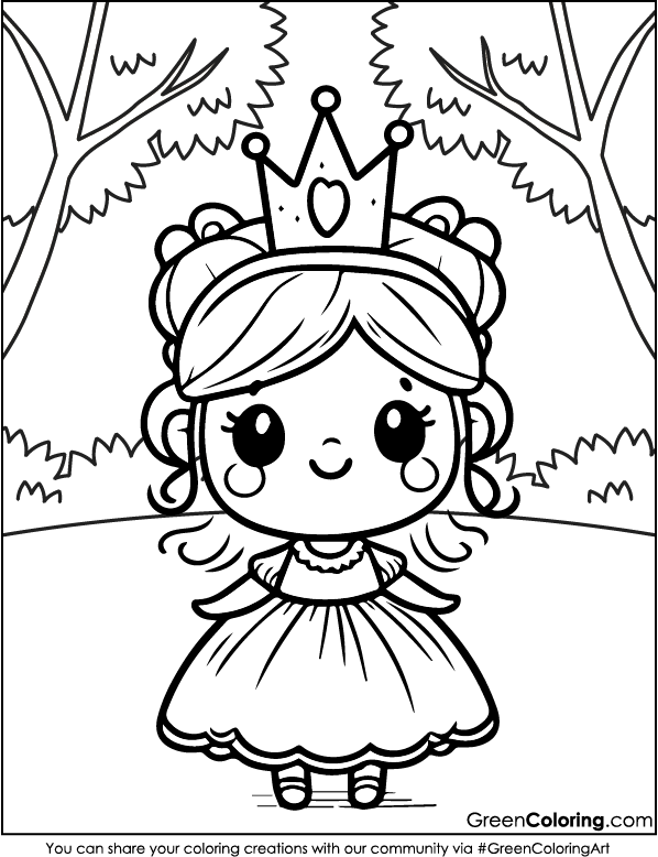 Cute Princess Coloring Pages Simple for Kids