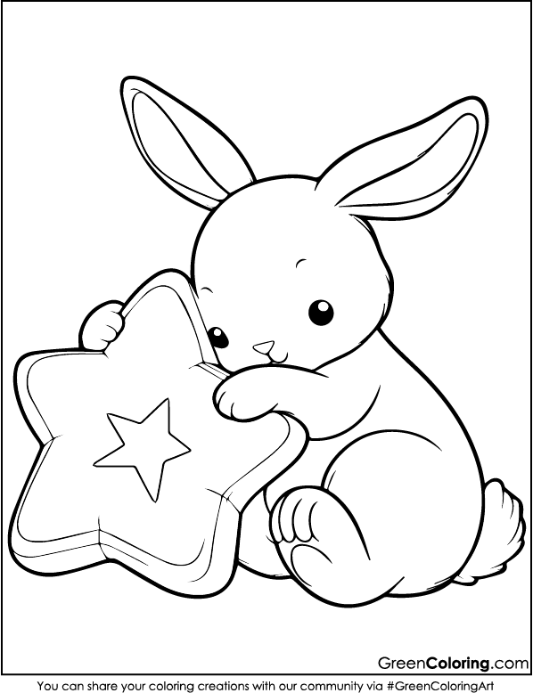 Rabbit Coloring Page for Kids and Toddlers