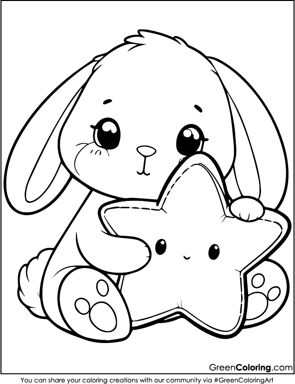 Easy Rabbit Coloring Page for Kids and Toddlers