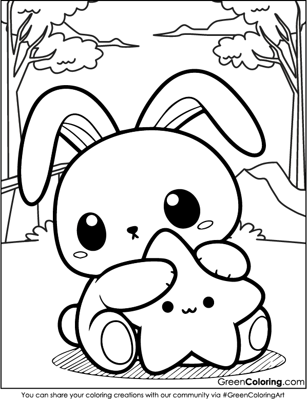 Simple Rabbit Coloring Page for Kids and Toddlers