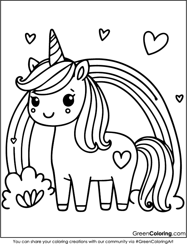 unicorn rainbow coloring pages