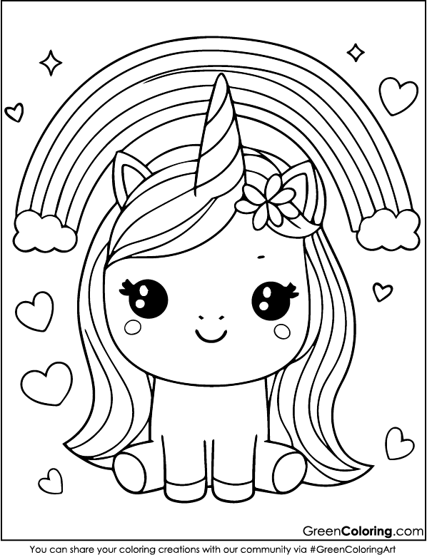 unicorn rainbow coloring pages