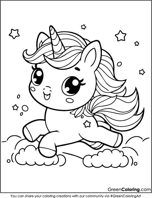 unicorn and rainbow coloring pages