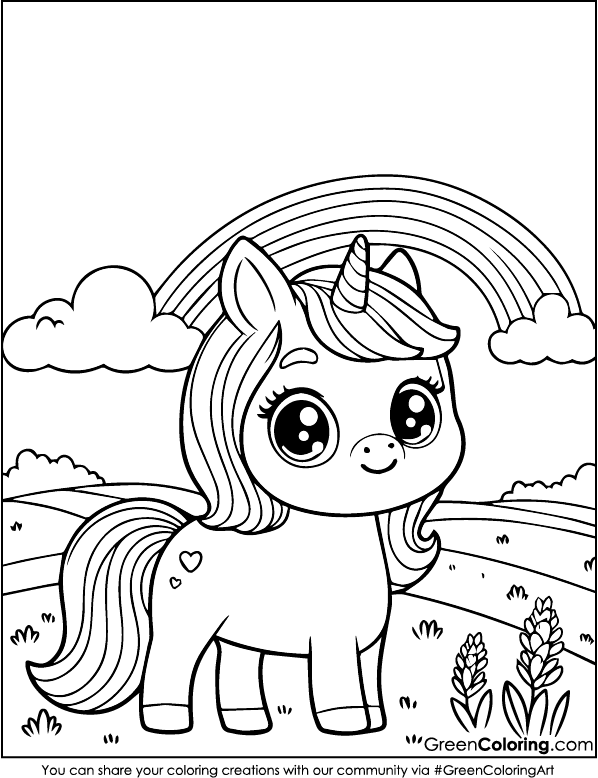 unicorn rainbow coloring pages​