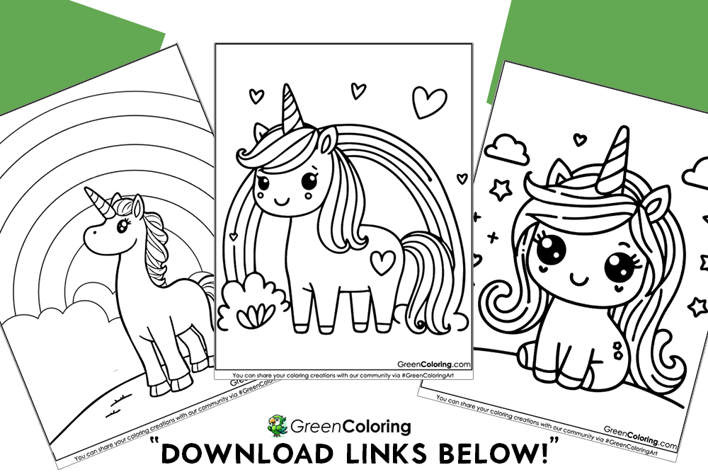 easy unicorn coloring pages free printable